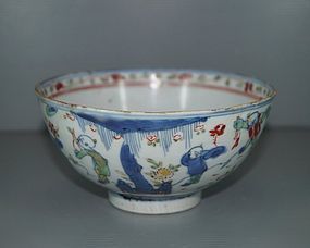 Rare Ming dynasty wucai bowl with boys motif