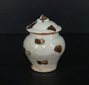 Yuan dynasty qingbai iron spotted jar with cover