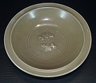Song dynasty longquan celadon large two fish dish