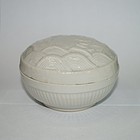 Rare late Ming white glaze cover box with fish motif