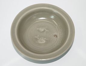 Rare Song Yuan dynasty longquan celadon two fish dish