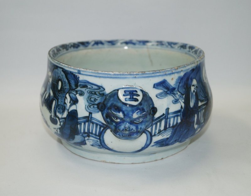 Rare late Ming Chongzhen Tianqi blue and white censer