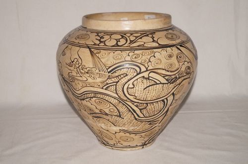 Yuan dynasty Cizhou large dragon jar