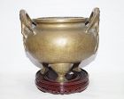 Qing dynasty Chinese bronze censer with dragon handle Xuande mark