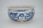 Qing dynasty 19th century blue and white large dragon censer
