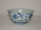Ming dynasty 15th century blue and white flower bowl