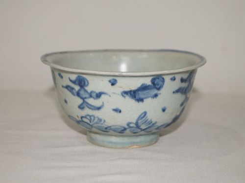 Ming dynasty 15th century blue and white bowl fish motif