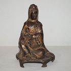 Late Ming - Qing dynasty gilt bronze seated Guanyin