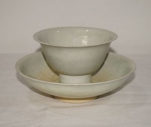 Song - Yuan qingbai white glaze flower bowl and plate