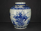 Ming Chongzhen blue and white ovoid jar