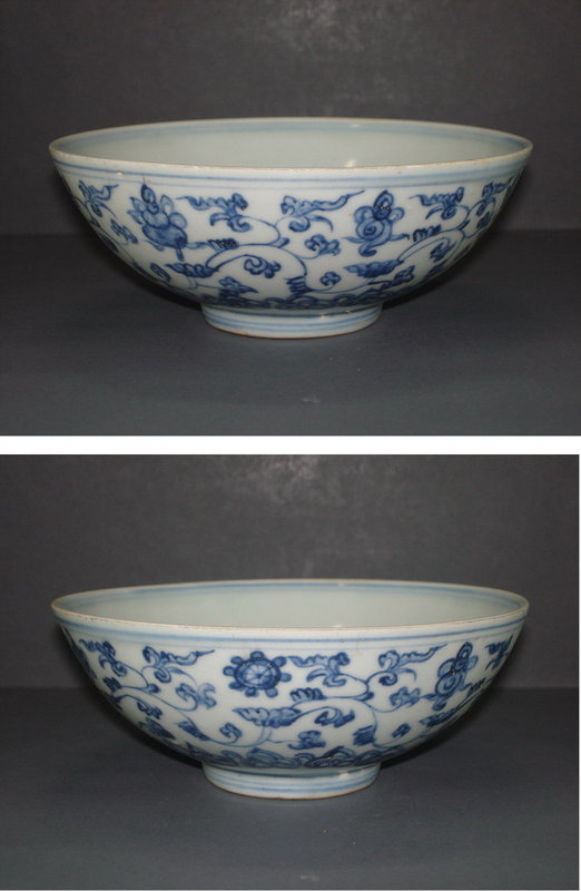 Fine pair of early Ming 15th blue and white bowl