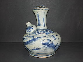 Ming blue and white large kendi with human motif