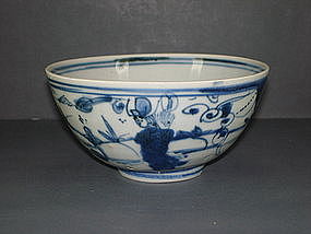 Ming Jiajing blue and white bowl, human motif