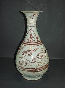 Sample of Yuan dynasty red under glaze yuhuchun vase