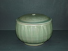 Rare Song longquan celadon alms bowl with cover