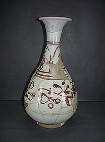 Sample of Yuan under glaze copper red yuhuchun vase