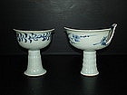 Sample of Yuan blue and white stem cup with anhua motif