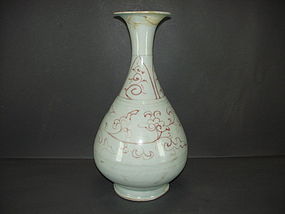 Rare Yuan dynasty copper red yuhuchun vase 26.5 cm