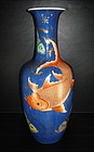 Fantastic Qing 19th century fish motif large vase