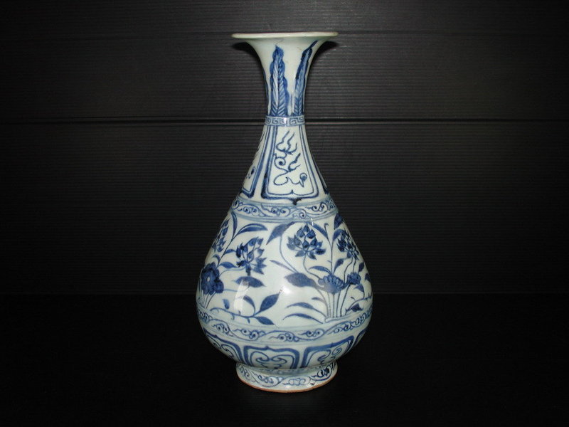 Yuan blue and white yuhuchun vase, Persian blue