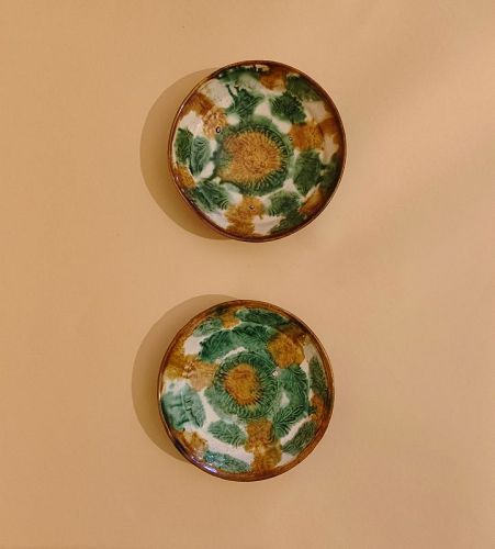 pair of Chinese liao dynasty sancai dish