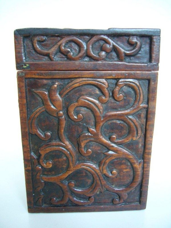 Chinese Carved Redwood Box with Soapstone Ornaments