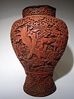 Qing Dynasty Cinnabar Lacquer Vase