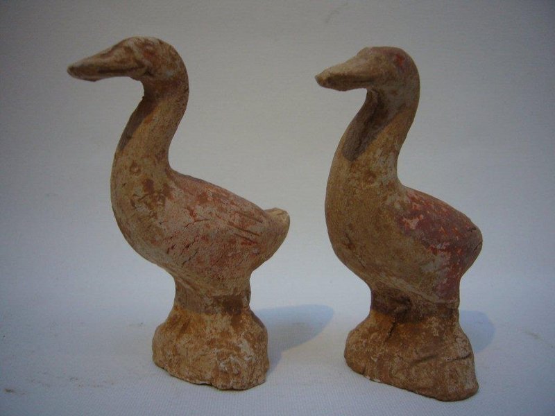 Pair of Tang Pottery Geese