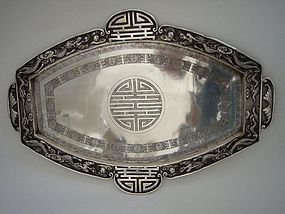 Large Chinese Silver Tray Late Qing