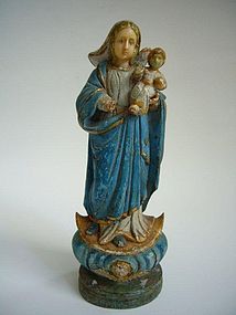 Madonna in Wood and Ivory from Goa 19th Century