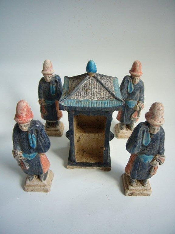 Rare and Large Group of Ming Pottery Tomb Figures