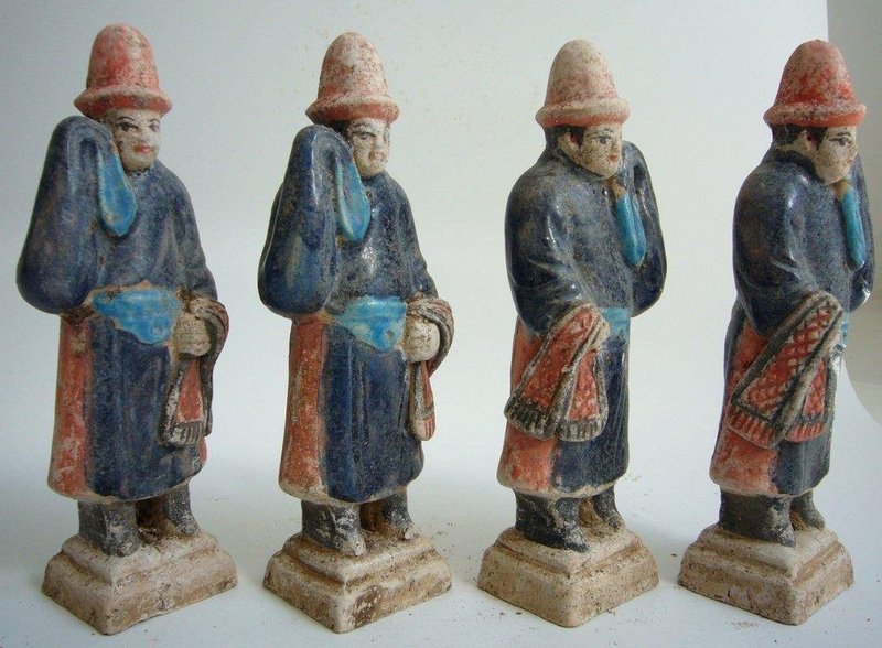 Rare and Large Group of Ming Pottery Tomb Figures