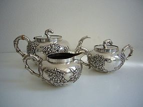 A Chinese Export Silver Tea Service by Wang Hing