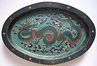 Large Chinese Late Qing Cloisonne Tray