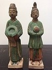 Pair of Tall Ming Dynasty Pottery Figures with TL-test