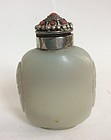 Chinese Glass Silver Coral Snuff Bottle 19th Century
