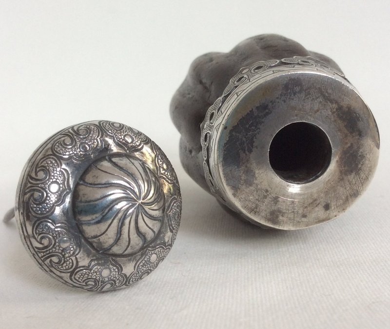 Chinese Wood and Silver Snuff Bottle 19th Century