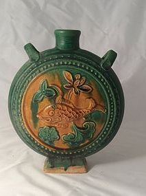 Ming Dynasty Glazed Pottery Moon Flask