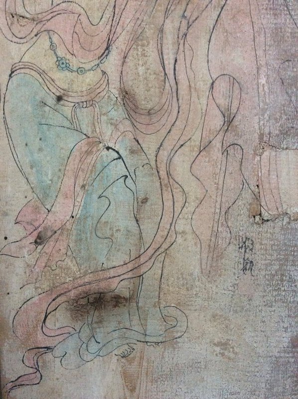 Tang Dynasty Panel Nr. 3 with Painting of a Deity
