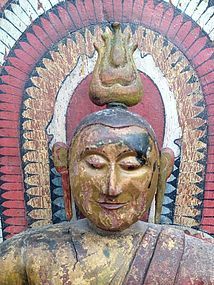 Painted Teakwood Buddha from Sri Lanka