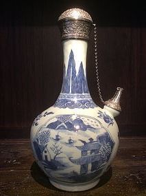 Qianlong B&W Porcelain Kendi