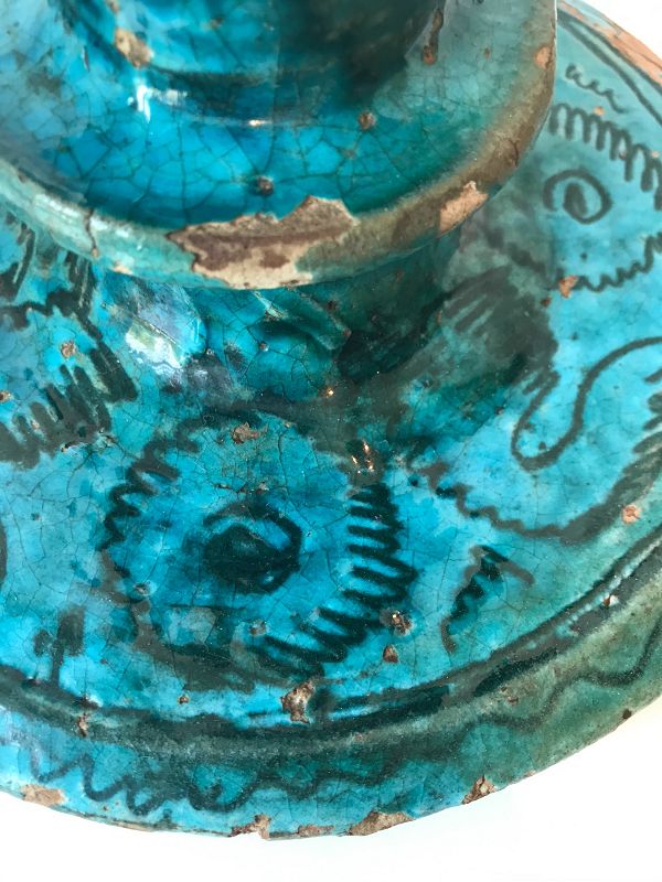 Glazed Pottery Oil Lamp, Persia, 17th/18th Century