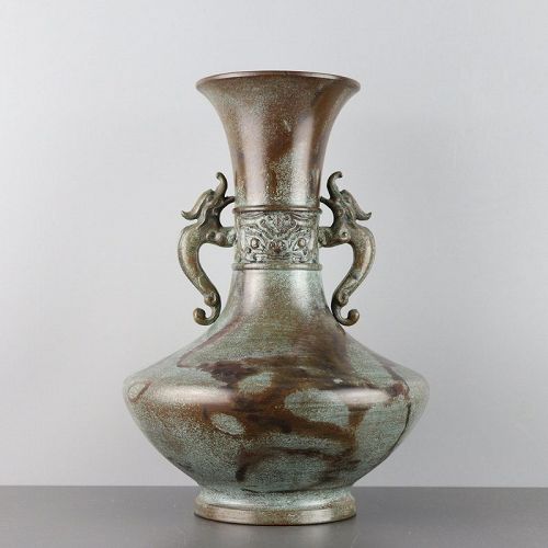 Japanese Bronze Hannya Kankei Vase