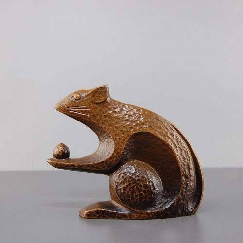 Japanese Bronze figurine of a Mouse holding a nut