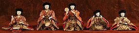 Band of Five Japanese Musician Dolls with Fine Details
