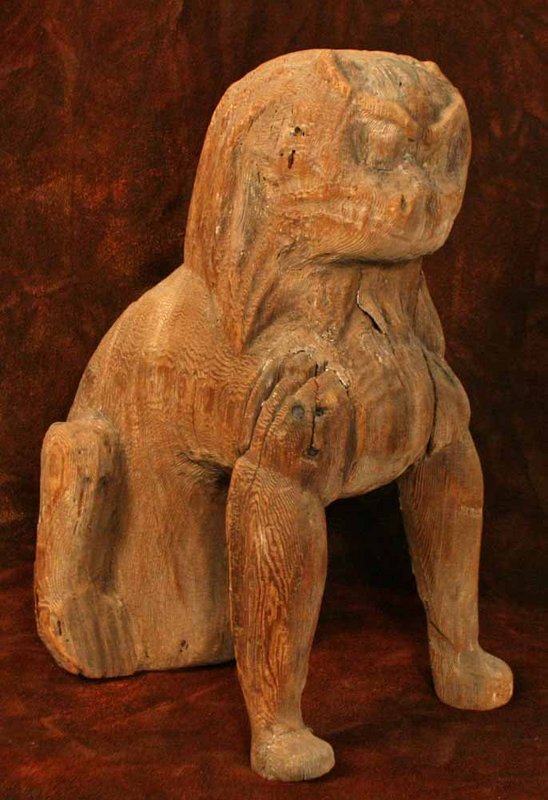 Early Heian Period Wood Koma Inu Temple Dogs