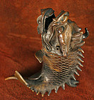 Japanese Dragon Fish Bronze Incense Burner