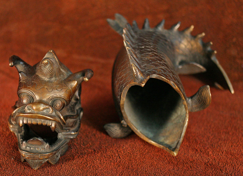 Japanese Dragon Fish Bronze Incense Burner