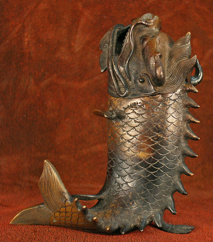 Japanese Dragon Fish Bronze Incense Burner