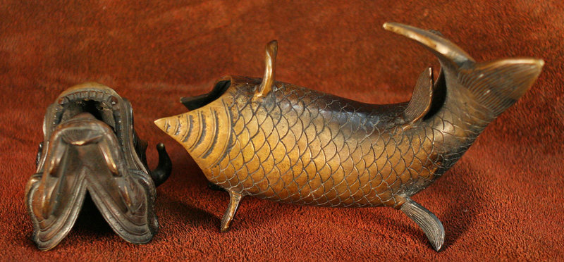 Japanese Dragon Fish Bronze Incense Burner